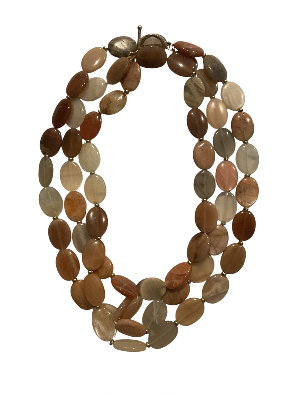 NEW Zoe B. 14 Kt Gold Clasp Triple Strand Chunky Beaded Choker Toggle Necklace